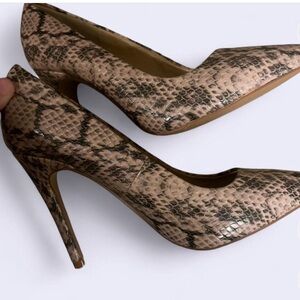 Tan and Brown Snakeskin High Heels